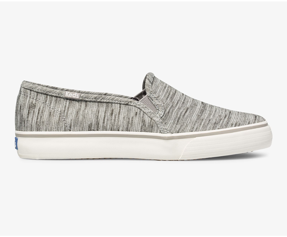 Keds Slip Ons Damen Grau - Double Decker Heathered Stripe Knit - BMJ-731084